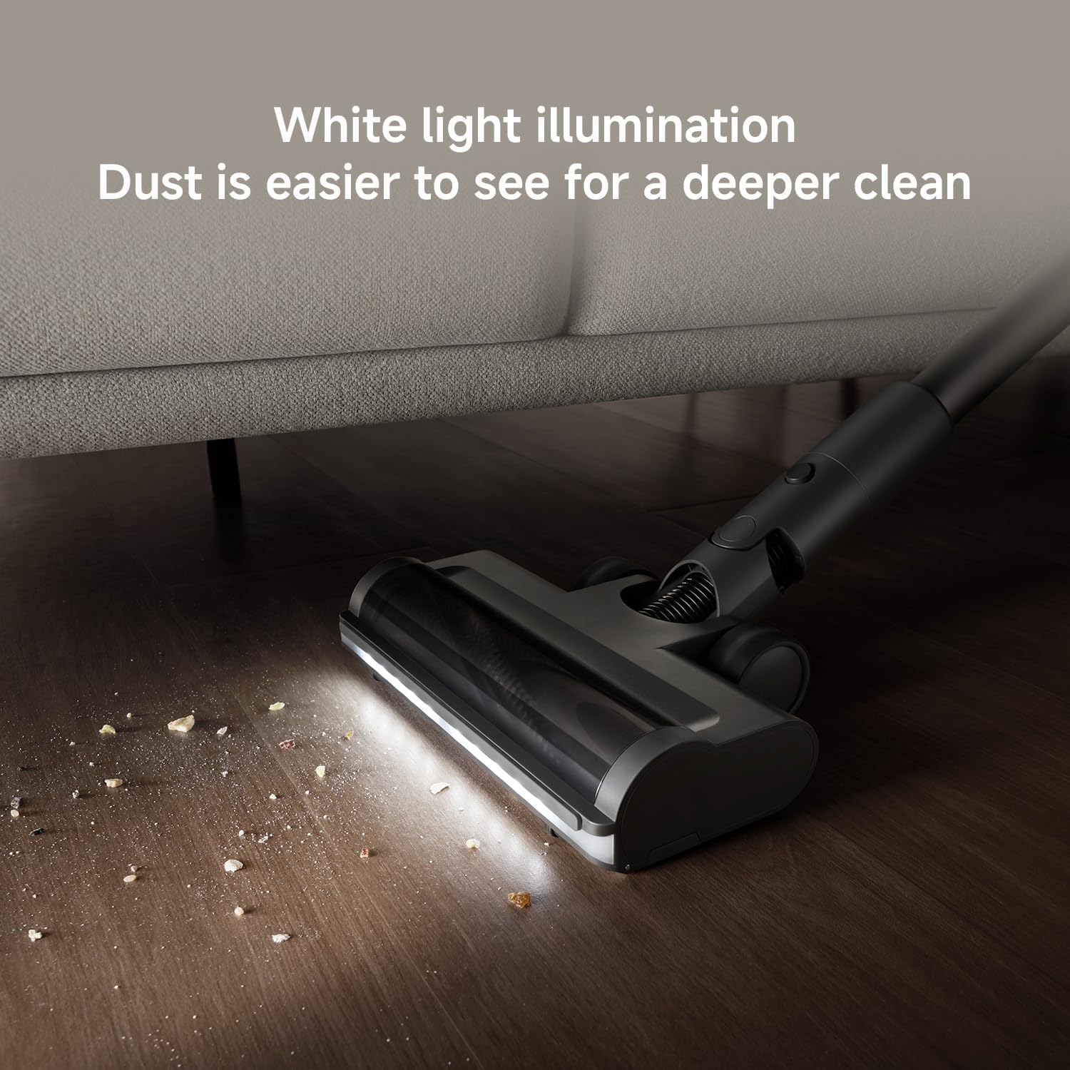 چراغ LED جلویی برای مشاهده بهتر گردوغبار در جارو شارژی شیائومی G30 Max